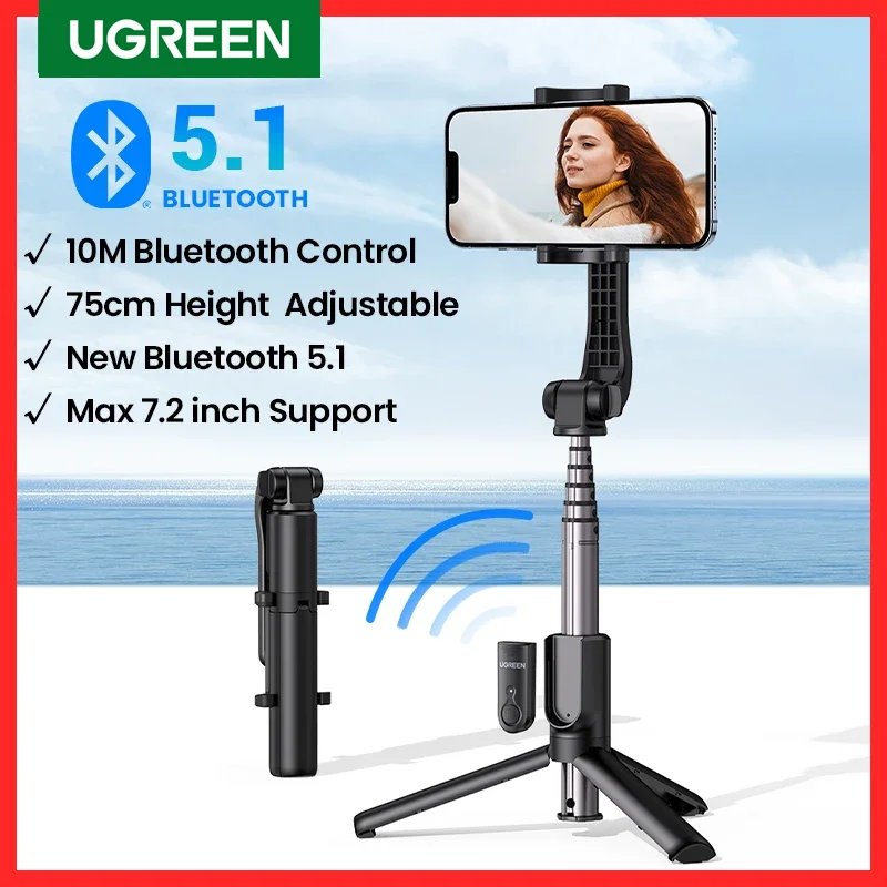 Incize New-In Sale】Ugreen Bluetooth Selfie Stick Treppiede 750Mm Esteso 10M Bluetooth Otturatore Remoto Universale Per Ios Android