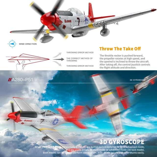 WLtoys XK A280 RC Plane 2.4G 4CH 3D6G Mode Aircraft P51 Fighter Simulator with LED Searchlight RC Airplane Toys for Children 5