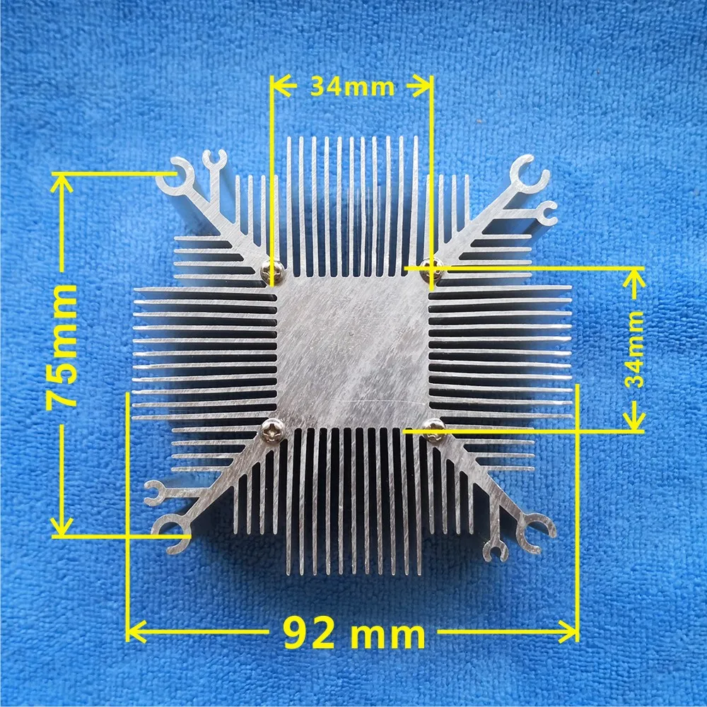 Fan 12V(80x80x15mm) + Square 92x92x45mm Aluminium Heat Sink for 20W 30W 50W 100W High Power LED Spot Light Bulb Lamp COB