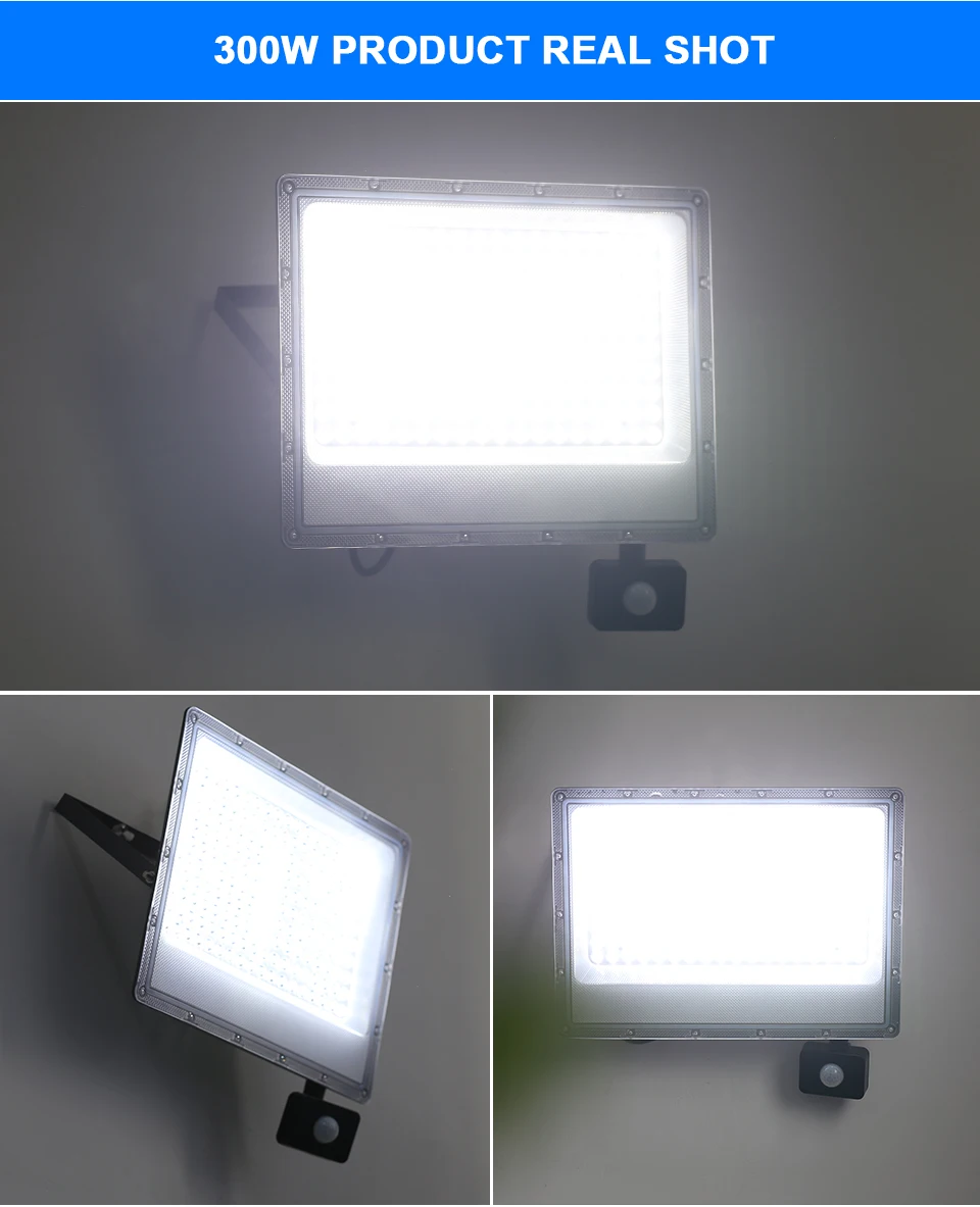PIR-Bewegungsmelder, LED-Flutlicht, Strahler, 220 V, Außenprojektor, 50 W, 100 W, 200 W, 300 W, 500 W, IP66, wasserdicht, Gartenflutlicht – Detail 7