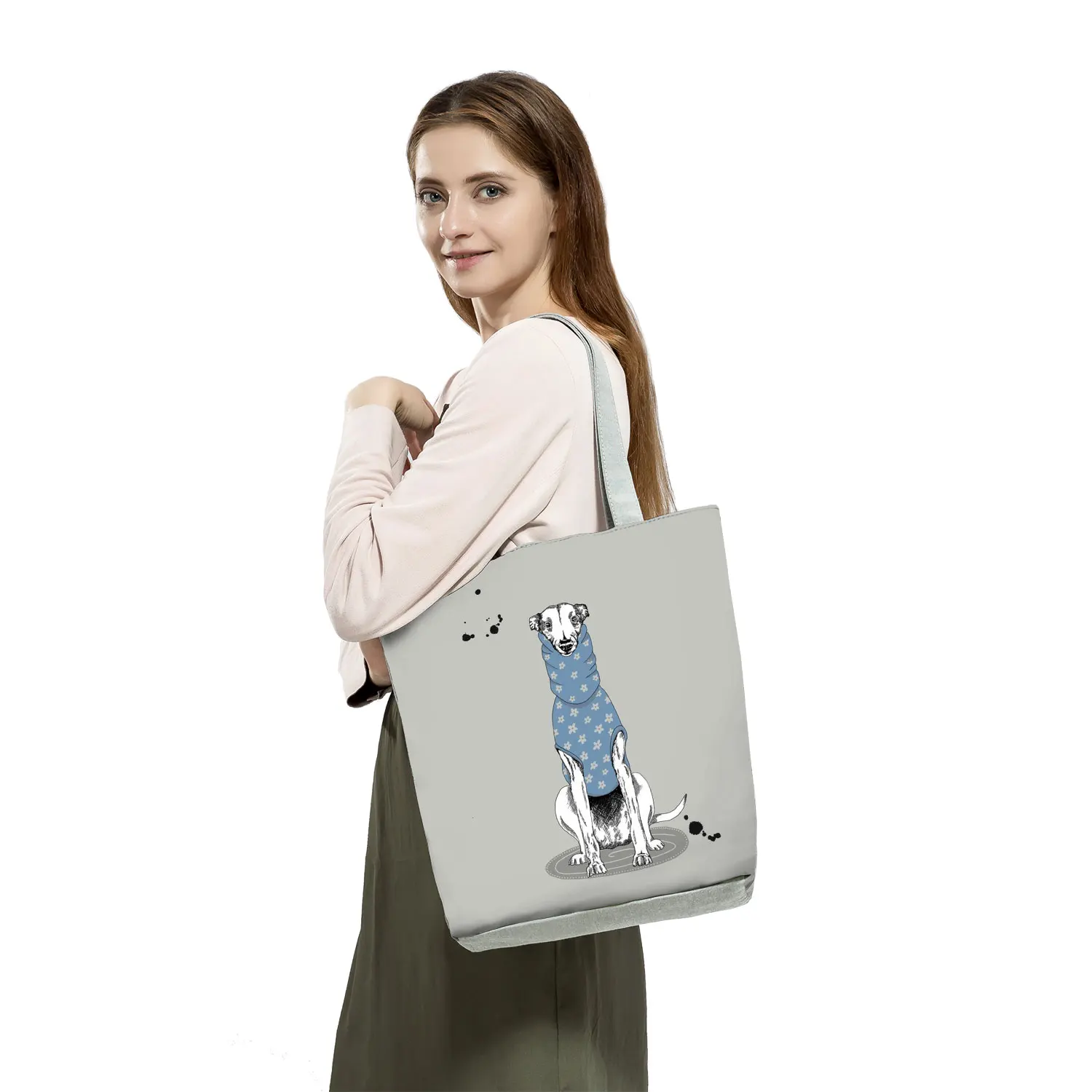 Personalized Oil Painting Greyhound Dog Prints Casual Handbag Designers Durable Eco Shopping Travel Sport Bags Women Totes Bag