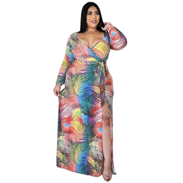 zuur Verbeteren te ontvangen Hlj&gg Plus Size Leaves Print Maxi Dress Xl-5xl Women Deep V Long Sleeve  Slim Dresses Vestidos Casual Lace Up Clothing 5xl 2022 - Plus Size Dresses  - AliExpress