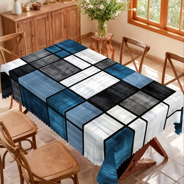 Modern Geometry Texture Rectangle Waterproof Tablecloth Table Decor Reusable Kitchen Dining Table Cloth Holiday Party Decoration 4