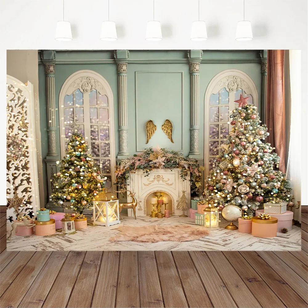 Christmas Fireplace Decor Baby Shower Background Prop Xmas Tree ...