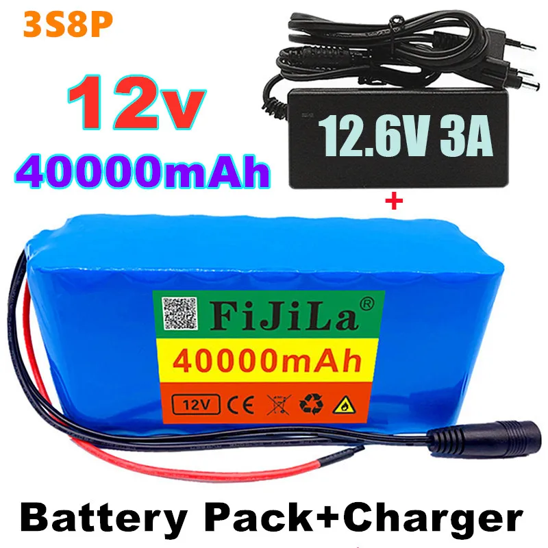 

12v 40Ah 3s8p 18650 Battery pack Large capacity 18650 lithium battery protection board 12v 40000mAh for inverter miner light+BMS