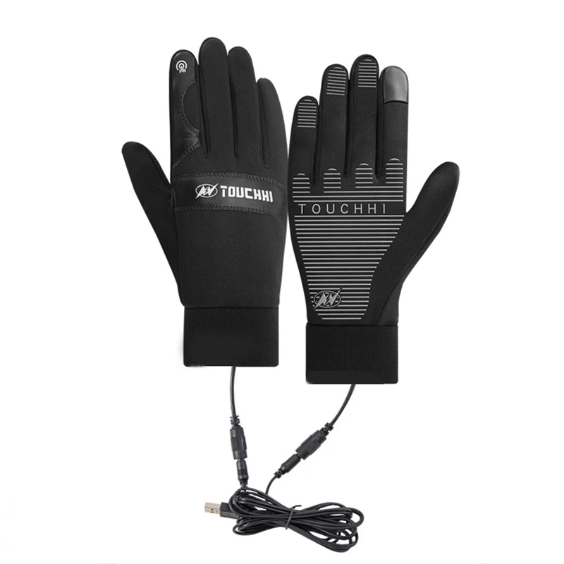 

1 Pair Usb Rechargeable Electric Heated Hand Warmer Waterproof Winter Snowboard Gloves Touchscreens Bike Outdoor Skiing Gloves