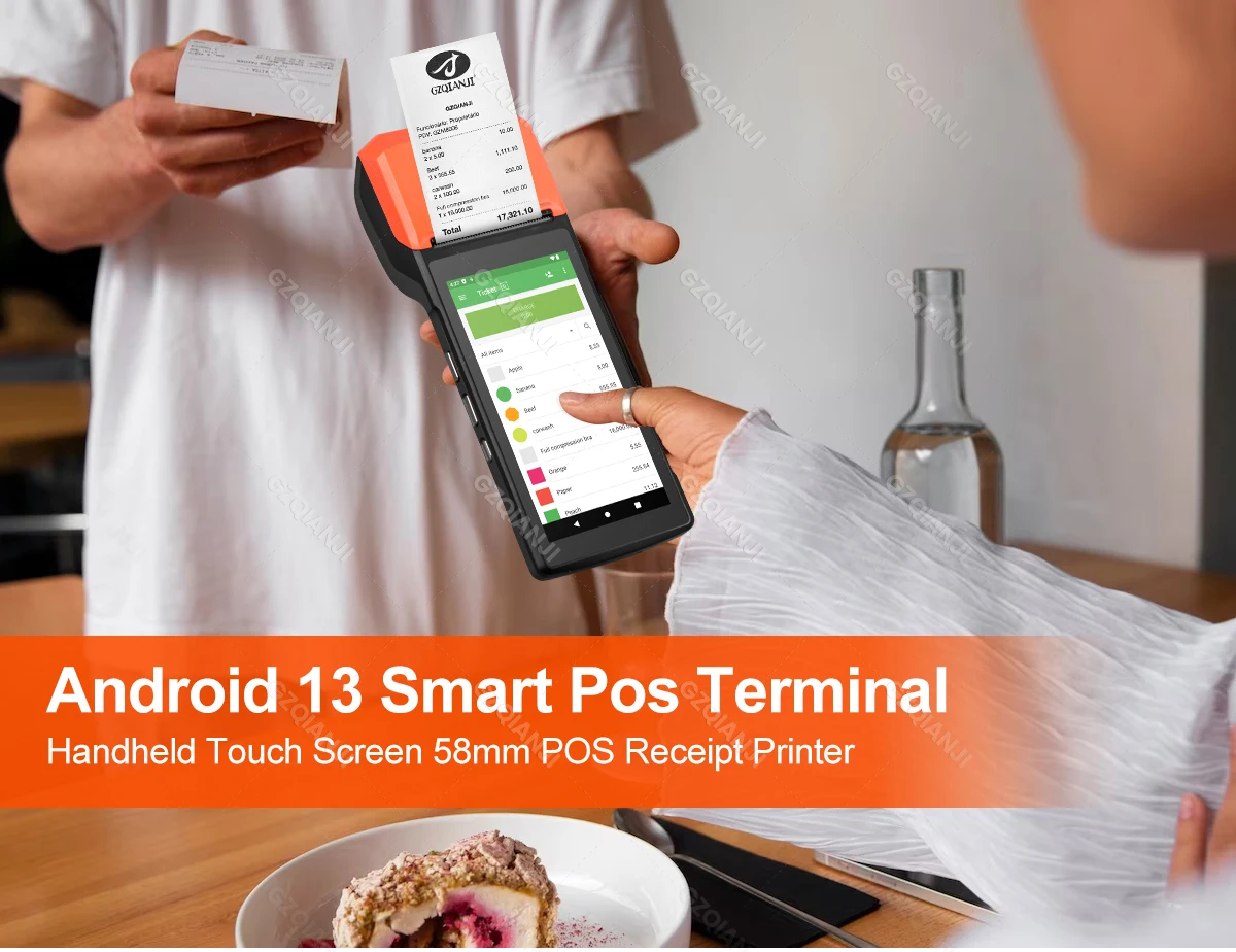 Description Picture 2 of itemHandheld Android 11 13 Pos Terminal Receipt Bill 58mm Thermal Printer Machine All in one with 1D 2D Barcode Reader NFC Camera