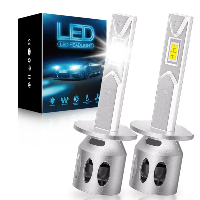 2pcs H1 LED Bulbs Canbus Headlight Lamps 16000LM CSP Chips Fog Light Super Bright Lights For Car BMW Audi 6500K White 12V 50W