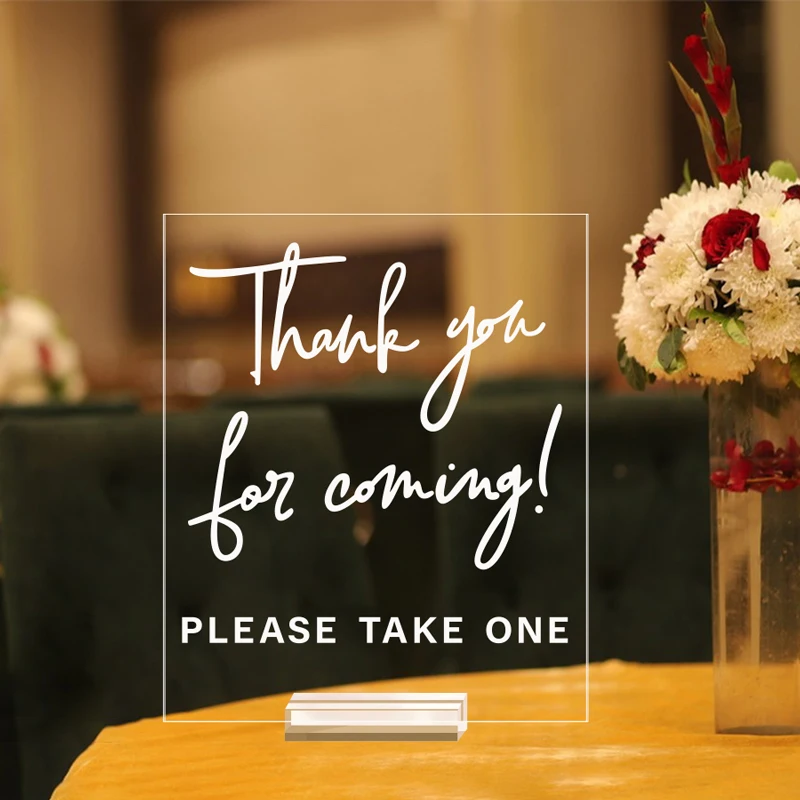 Thank You For Coming Favors Please Take One Clear Glass Look Acrylic Wedding Sign Dessert Table Birthday Party Decoration