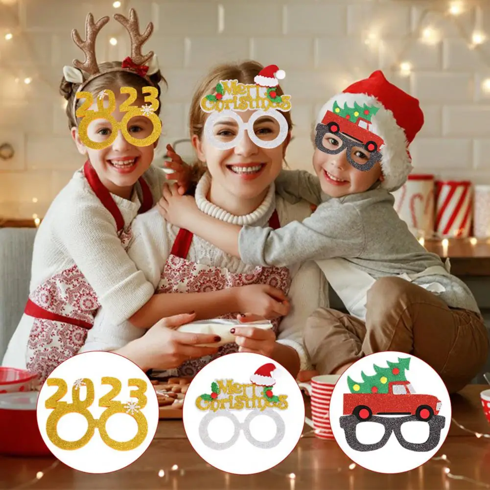 Cute Christmas Glasses Frame Durable Christmas Decoration Festive Party Glasses Frames