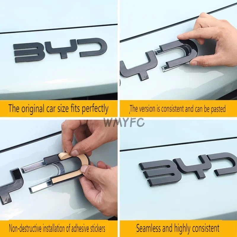 For BYD Seal EV DMi 2025 Car Label Sticker Car Front Logo Frame Head Bumper Decor Sticker Cover