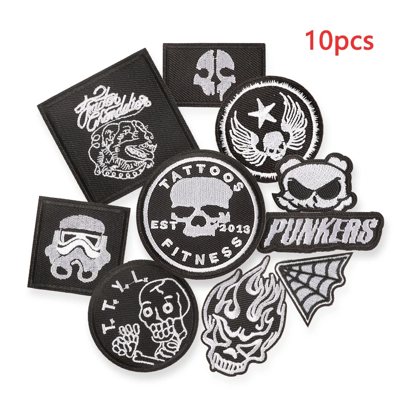 Confezione Da 2 Toppe Ricamate Con Teschio Medio, Scheletro - Foto 10