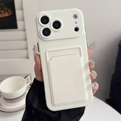 Premium Card Slot Wallet Shockproof Silicone Case - Candy Matte Soft TPU Cover - iPhone Air (White)