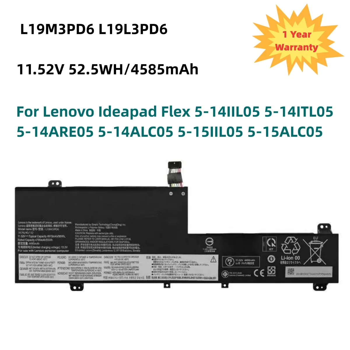 

L19M3PD6 L19L3PD6 4585mAh Laptop Battery For Lenovo Ideapad Flex 5-14IIL05 5-14ITL05 5-14ARE05 5-14ALC05 5-15IIL05 5-15ALC05