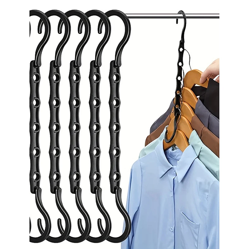 Space Saving Storage Hangers Multifunction Plastic Clothes Racks Rotary Organizer Hangers 5 Hole Magic Closet Wardrobe Organizer 2