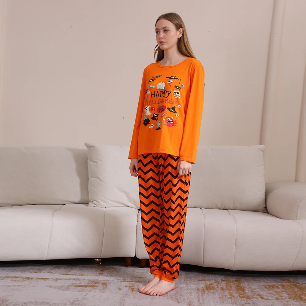 Happy Halloween Family Clothes Cartoon Print Parent-child Matching Pajamas Set 2 Pcs Suit Baby Romper Soft Sleepwear Family Look