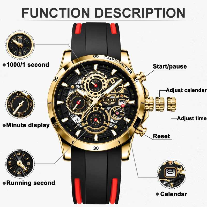 LIGE 2023 Fashion Watches For Women Ladies Luxury Brand Quartz Silicone Watch Women Casual Waterproof Chronograph Female Montre