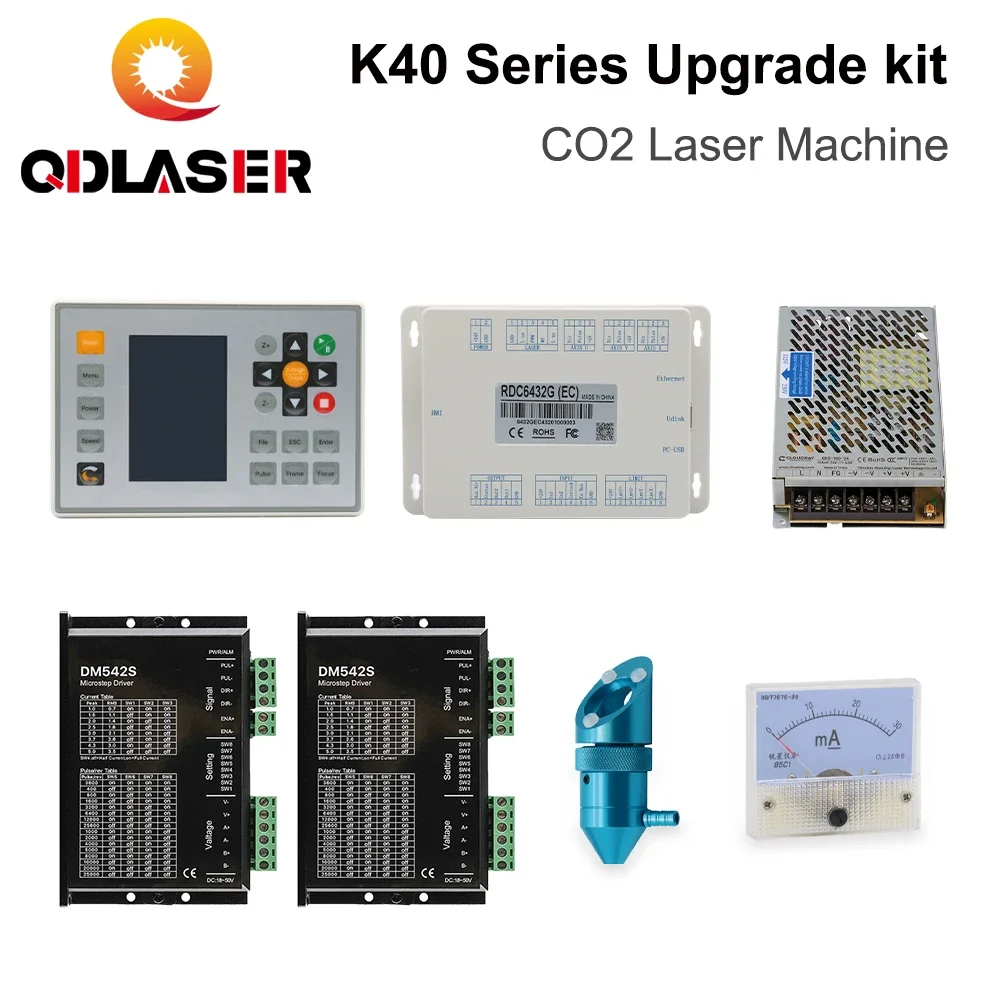 

Лазерный гравировальный станок QDLASER для серии K40 CO2, обновленный комплект, лазерный контроллер CO2 Rida RDC6432 DM542S, шаговый драйвер