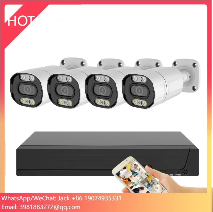4K 8MP 8채널 POE 비디오 감시 카메라 시스템 키트 야외 AI 얼굴 인식 오디오 녹음 컬러 야간 투시경 XMEye