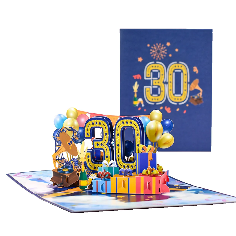 Anniversary Card Pop Up 1st 18th 30th Birthday Card Anniversary Number Greeting Cards for Wedding Wife Husband Girlfriend
