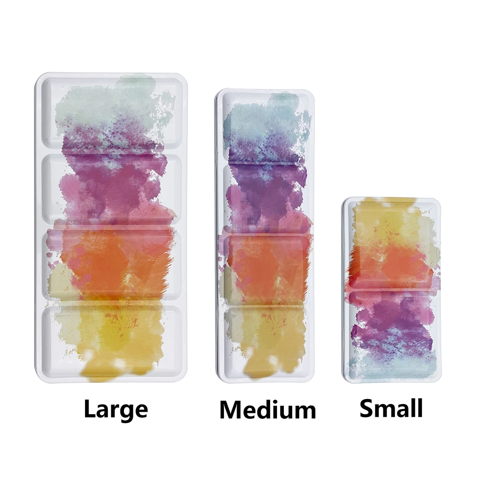 Empty Metal Watercolor Tin Palette Boxes Small/Medium/Large with 14/26/52pcs Detachable Half-Pans Design for DIY and Travel Use