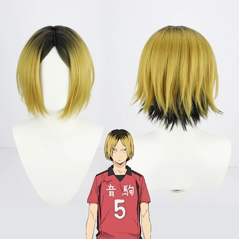 

Anime Haikyuu!! Kenma Kozume Cosplay Wig Kozume Kenma Short Black and Blonde Costume Heat Resistant Synthetic Hair Men Wigs