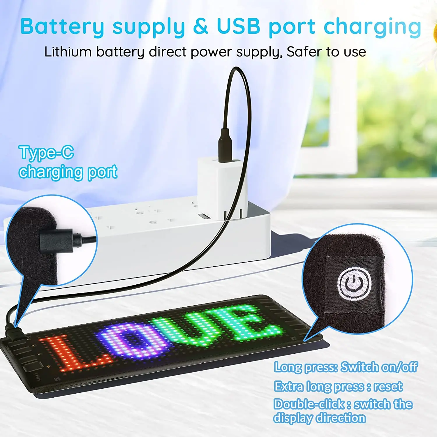 LED Signs Panel Display Light Mini LED Sign 7.2''x3.4 Battery Powered Bluetooth LED Matrix Panel Scrolling Smart App Control Programmable