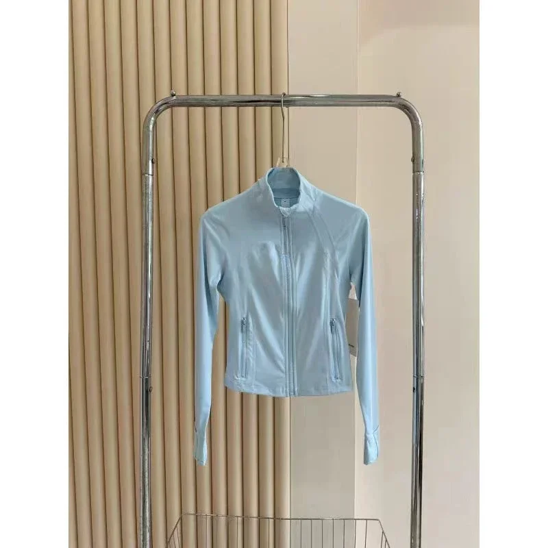Lemon Women Cropped Define Stand Neck Jacke Lightweight Breathable High Elastic Tight Sports Stand Neck Coat Outdoor Fitness Top 2