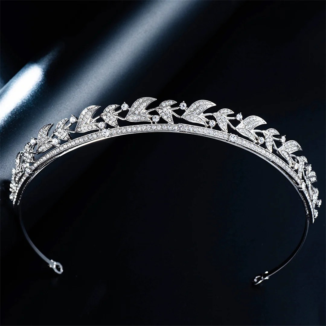 New Korean Style Bride Crown Princess Leaf Water Diamond Wedding Hair Jewelry Alloy Daily Photo Wedding Headwear