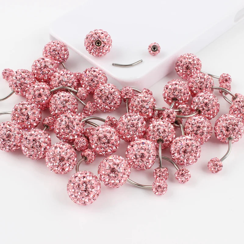 Piercing jewelry Body piercing jewelry Body jewelry Belly button piercings Belly button ring 6/12 mm ball 16G not allergic stainless steel piercing aurora white pink navel bar