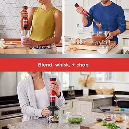 Wand Cordless Immersion Blender, 3 in 1 Multi Tool Set, Hand Blender with  Charging Dock, Whisk, and Chopper, Red (BCKM1013K06) - AliExpress