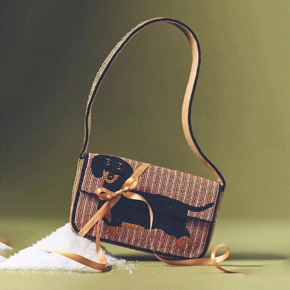Beaded Bag Animal Edition Dachshund Embroidered Handbag Fashionable Beadwork Clutch Purse Mini Shoulder Bag for Women 3