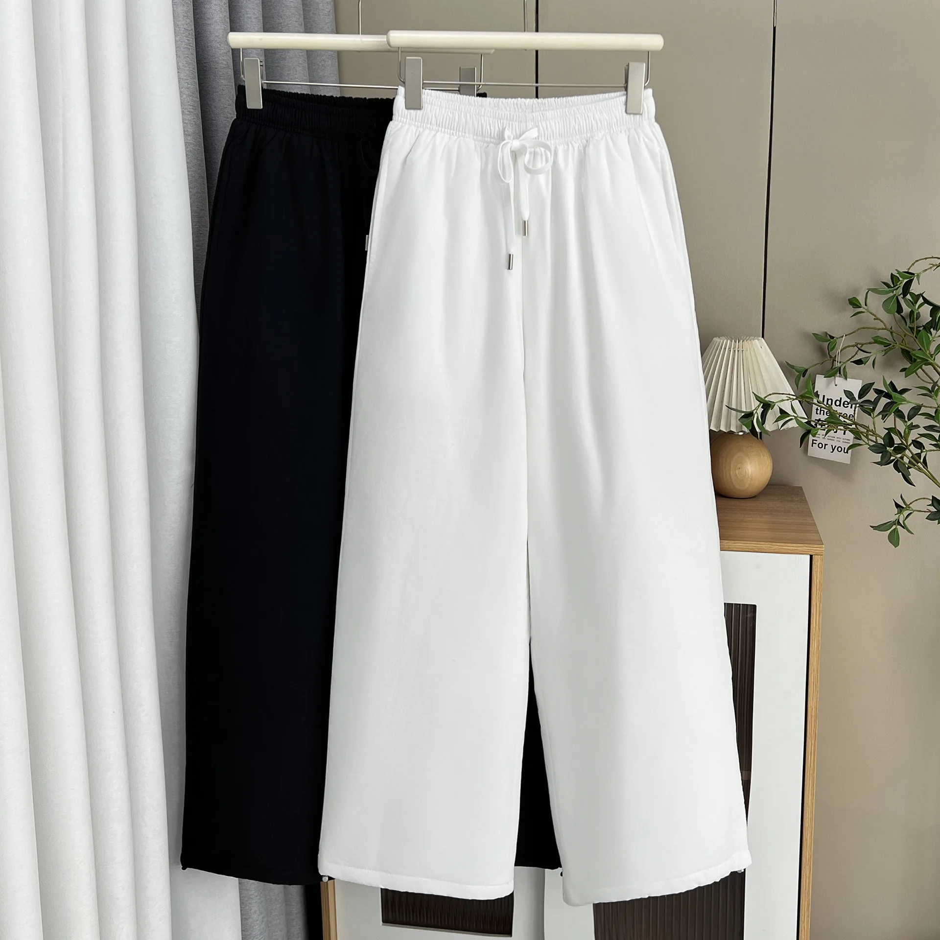 XXXXL Fashion Plus Size Women's Straight Leg Pants Autumn Winter New Casual Thickened Wide Leg Trousers 6027