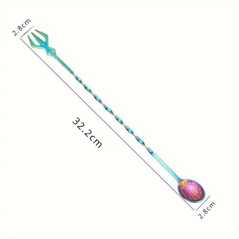 New 1/4pcs Long Handle Cocktail Mixing Spoon Fork Stainless Steel Whisky Stir Rod Bartender Muddlers Kitchen Bar Accessories