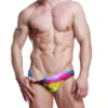 New Men Sexy Summer Swimsuit Briefs Low Waist Bathing Suit Bulge Beach Wear Palm Tree Sunset Print Short Sport Homme Swim Bikini 6