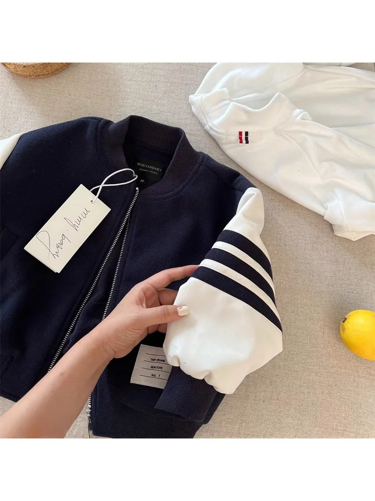 두꺼운 겨울 야구 점퍼 아동용 캐주얼 루즈핏 아우터 스타일리쉬 아동용 오픈 가디건 면 혼방 소재