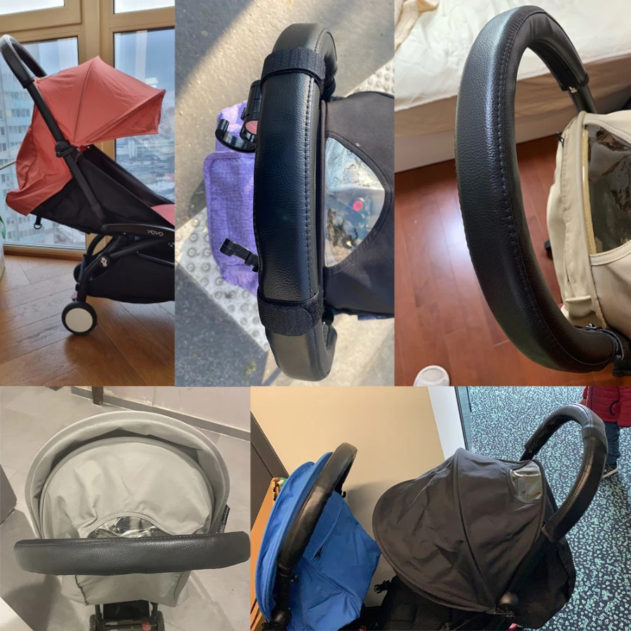Stroller Handle Covers Pram Armrest PU Leather Zipper Universal Protective Case Baby Stroller Accessories
