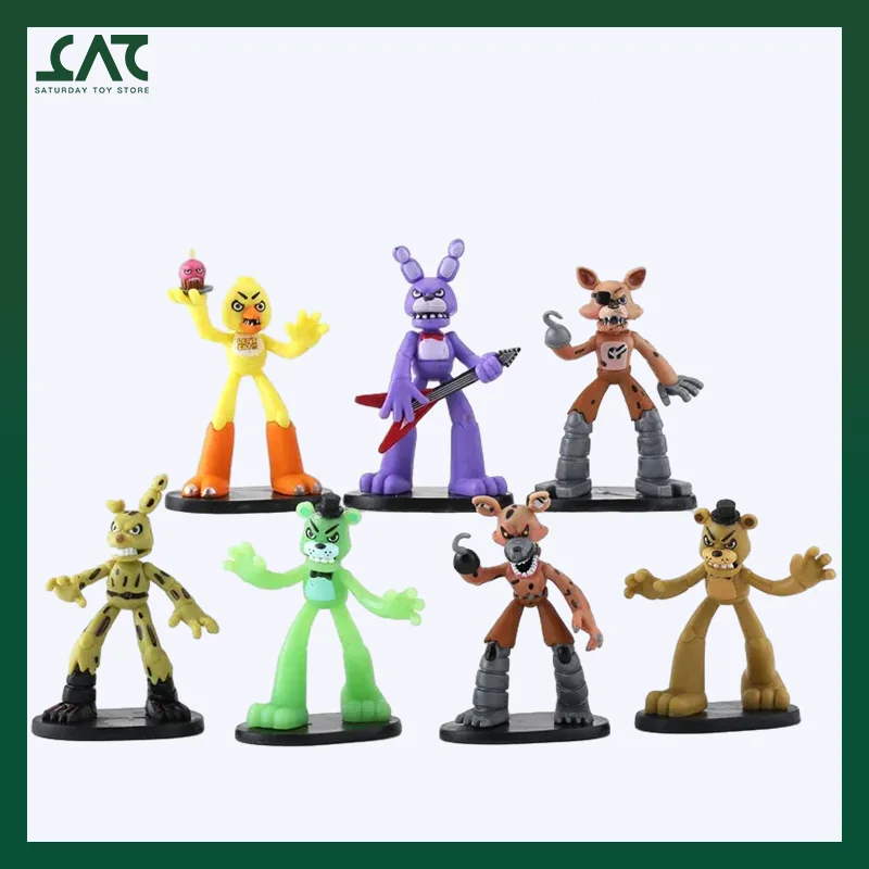 Five Freddy Fazbear Bear Cartoon Game Pvc Action Figures Fnaf Freddy Dolls Model Toys Bambini Nights Regali Di Halloween