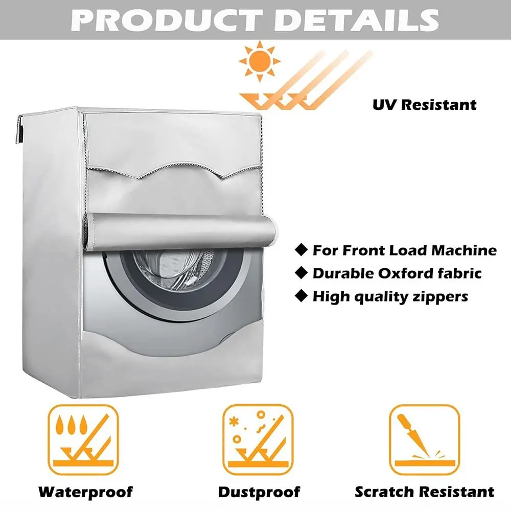 Neue Universal Waschmaschine Abdeckung mit Roll Rand Oxford Waschmaschine Trockner Abdeckung Silber Waschmaschine Abdeckungen für Frontlader Maschine – Detail 4