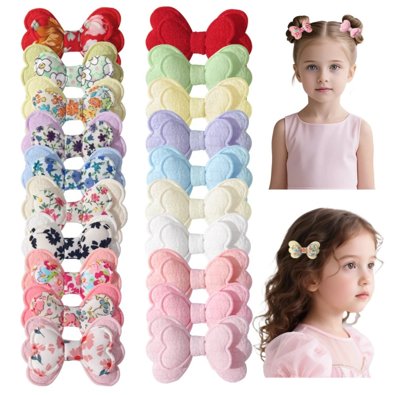 10 قطع/مجموعة مشابك شعر بلون الحلوى للفتيات والأطفال بطبقة مزدوجة من القطن الآمن المطبوع إكسسوارات الشعر مجموعة أغطية الرأس هدية لطيفة