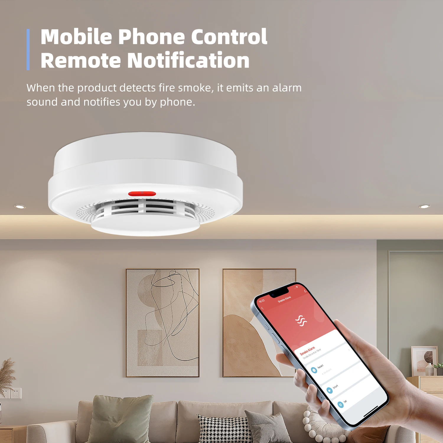 ACJ Smart Tuya WiFi Smoke Detector Security Protection Alarm for Home Hotel Remote Fire smoke detector