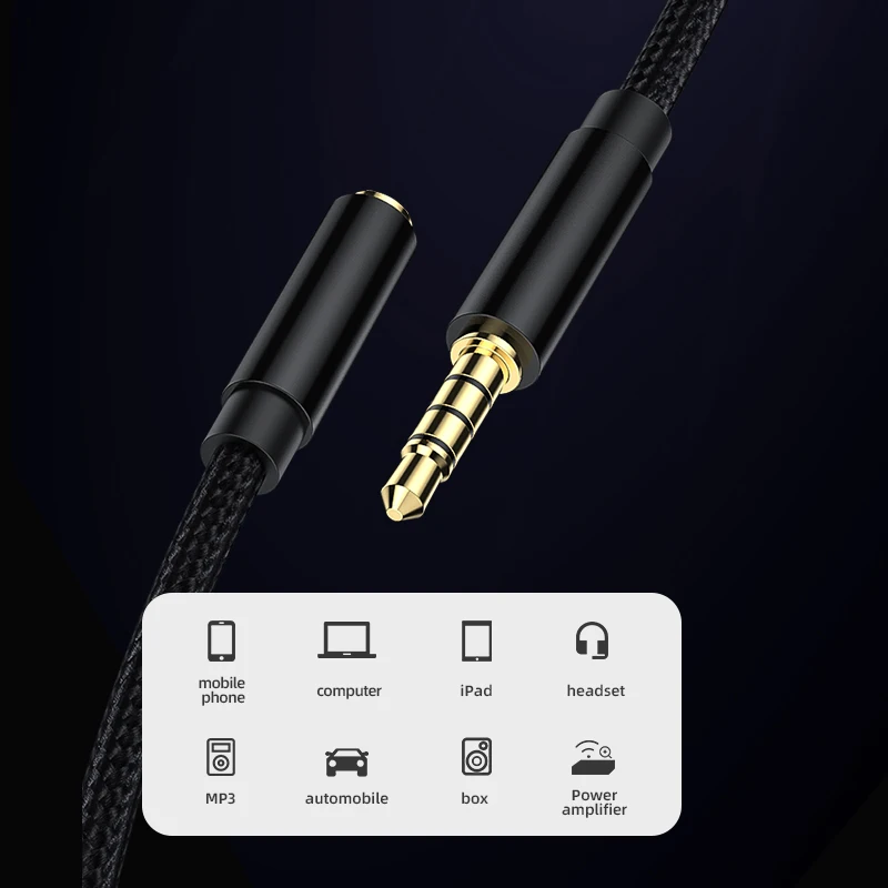 Audio Cable 3.5 mm Jack Extension Stereo Aux for Samsung Huawei Xiaomi Headphones PC