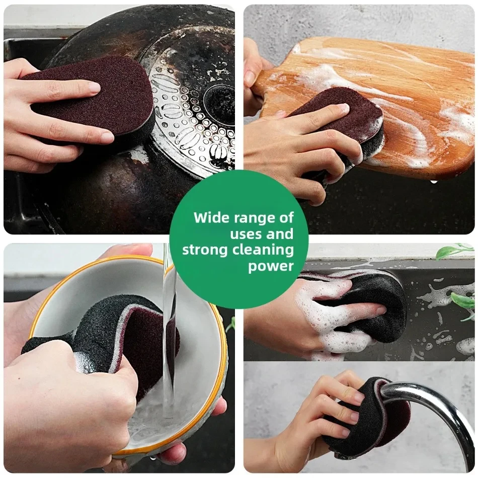 Magic Sponge Thicken Double -sided Dishes Cleaning Brushes Household Power Rust Brush Pot Artifact Wipe Kitchen Scouring Pad