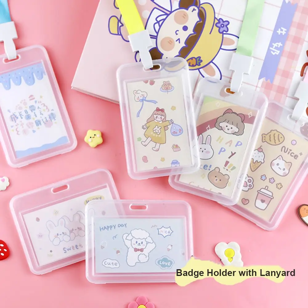 

Waterproof Nurse Teacher Plastic Card Sleeves Neck Lanyard Badge Holder with Lanyard Vertical Name Tag ID Card Holder