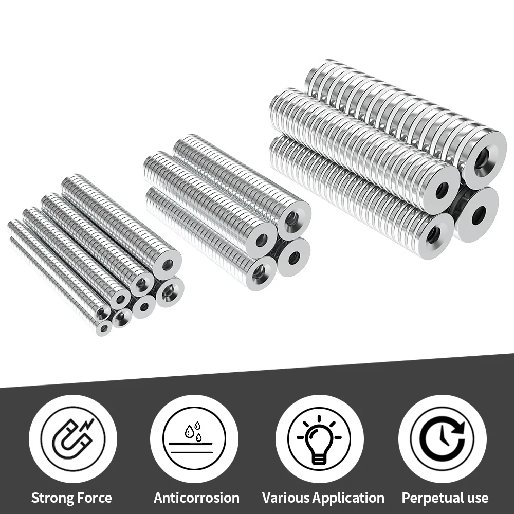N35 Superstarker Neodym-Magnet Rund mit Löchern NdFeB Leistungsstarker Permanentmagnet Magnete Kühlschrankmagnet – Detail 4