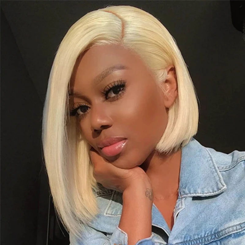 

13x4 HD Transparent 613 Honey Blonde Lace Frontal Human Hair Wigs 613 Bob Wig Brazilian Bone Straight Lace Front Human Hair Wig