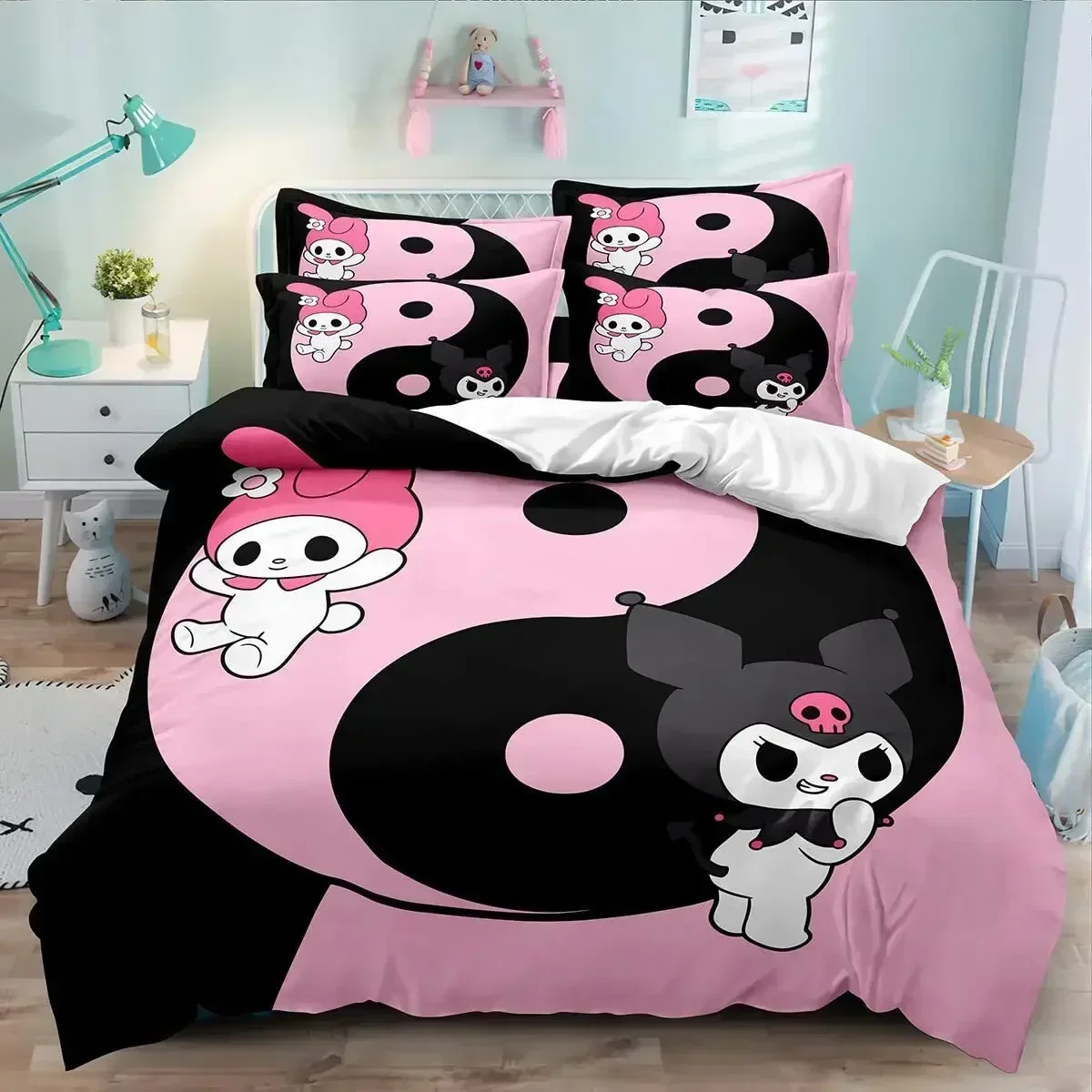 Kuromi Kawaii Printed Bedspread Quilt Cover Bedding Quilt Cover Cosplay Clothing Accessories Boys Girls Anime kawaii Cartoon