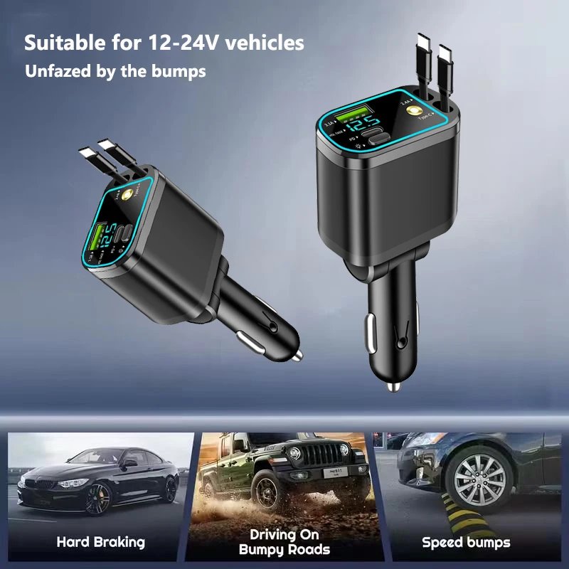 One-to-five vehicle mobile phone charger, supporting super-fast charging, with ambient light and starry sky light
