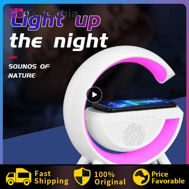 스마트 LED RGB 야간 조명 분위기 램프, 침대 옆 스피커, 무선 충전기, 어린이 수면 침실 장식, 책상 램프