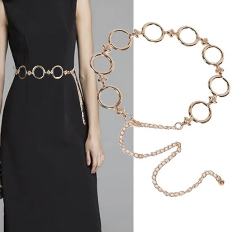 

High quality Ladies Girls Metal Gold Waist Chain Belt Bridal Wedding Party 110cm